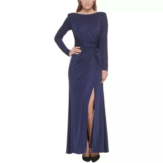 Vince Camuto Womens Navy Knot Front Formal Maxi Evening Dress Gown 4 BHFO 6464