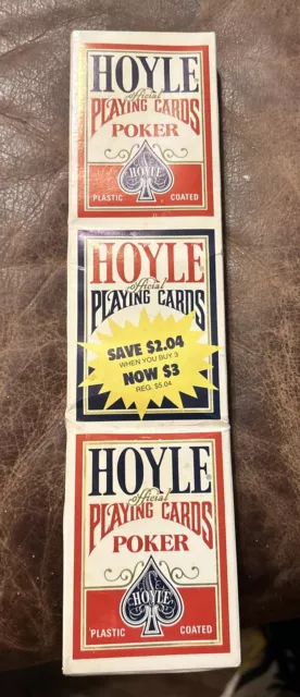 Vintage Rare Hoyle Poker Playing Cards Tall 3 pack Jumbo Decks USA New Sealed