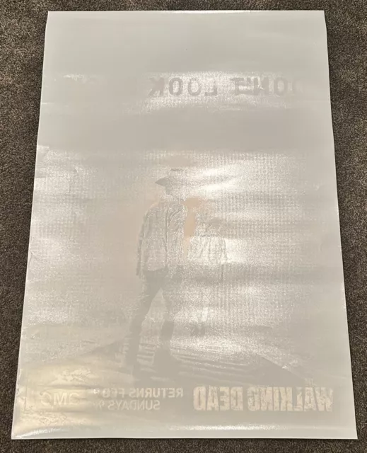 RARE ~ AMC The WALKING DEAD Promo Window Cling / Poster 27 x 40 RICK & CARL 2014