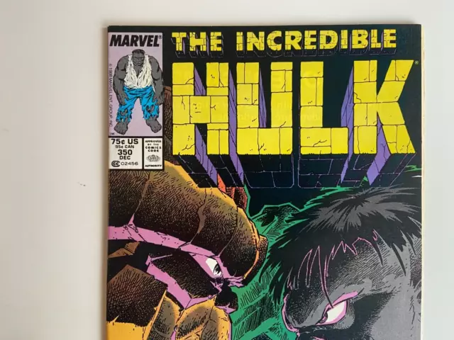 Incredible Hulk #350  Newsstand  NM  Iconic Hulk vs Thing/Dr. Doom 3 face cover 2