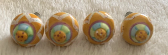 4 multi-colored Ceramic Cabinet Knobs Cupboard or drawer
