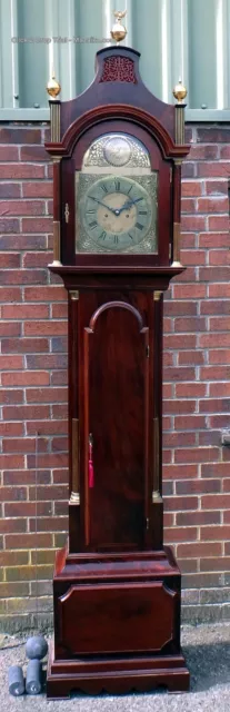 Georgian antique style mahogany brass dial 8 day longcase grandfather clock