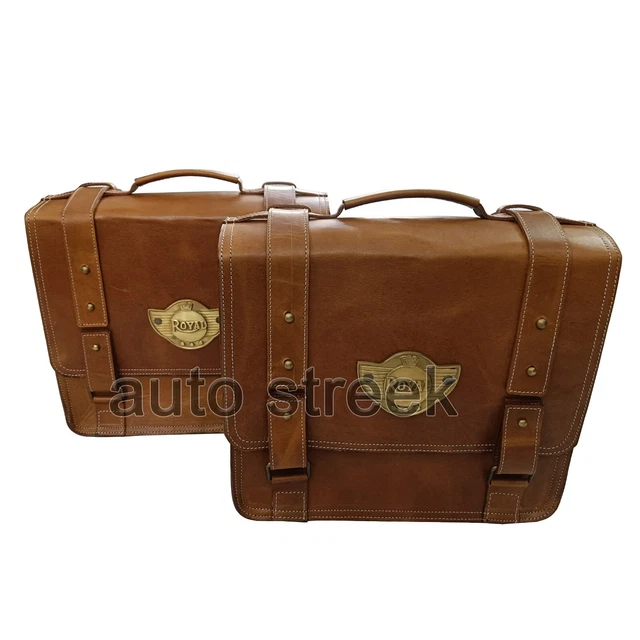 ROYAL ENFIELD SUPER Meteor 650 Leather Saddle Bags Rusty Brown D1 £109.