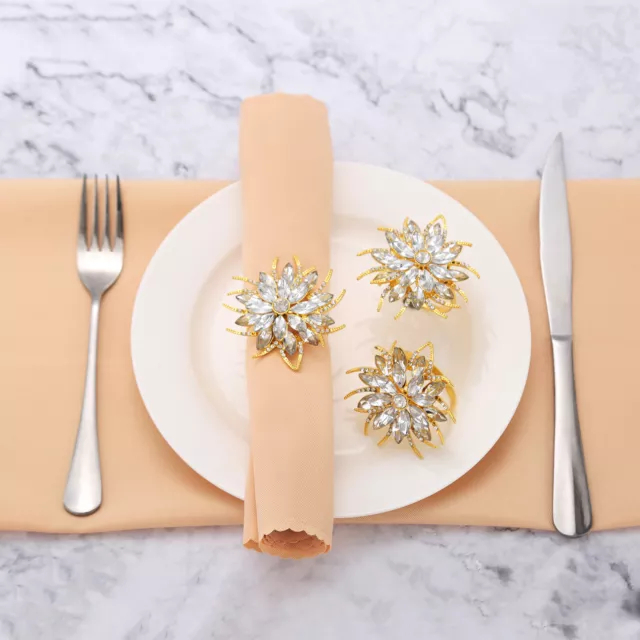4x Elegant Crystal Napkin Rings Wedding Family Party Table Ornaments Decoration
