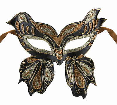 Mask from Venice Colombine Farfella Golden Copper Butterfly IN Paper Mache 22510