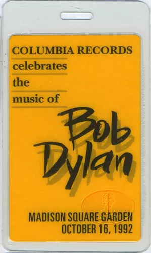 BOB DYLAN 1992 LAMINATED BACKSTAGE PASS George Harrison Eric Clapton Neil Young