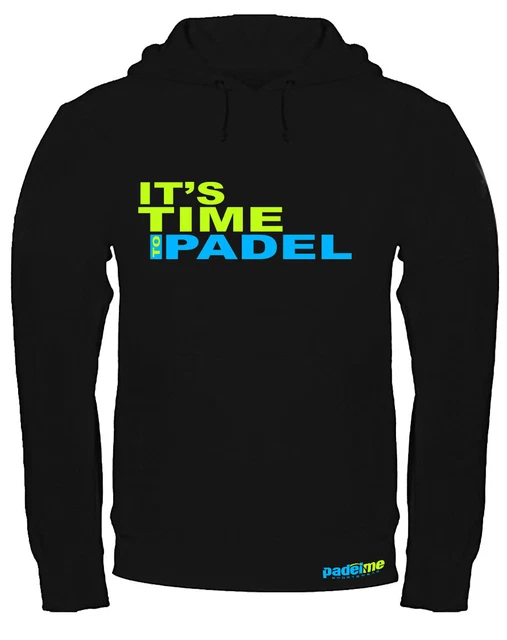 Felpa con cappuccio Padel It's Time To Padel 03 Nera Personalizzabile con Nome