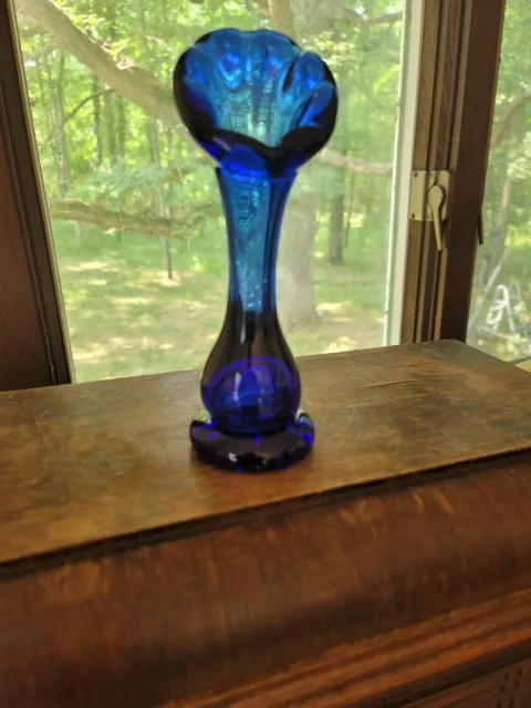 Cobolt Blue  Hand Blown Art Glass Bud Vase