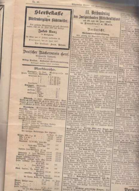 Allgemeine Bäcker- & Konditor-Zeitung 1907 Bäckerei alte Werbung Informationen 3