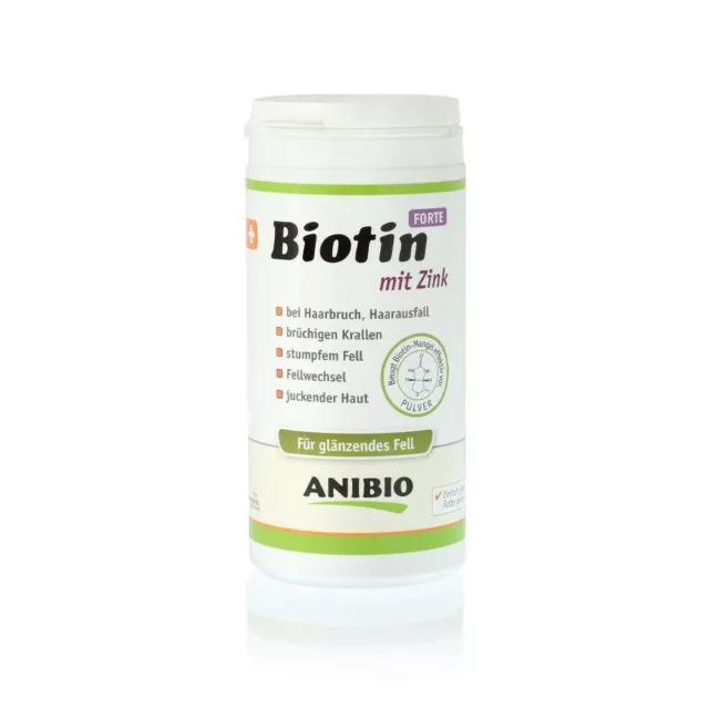 Anibio Biotin mit Zink 220g Pulver für glänzendes Fell bei Juckreiz Hunde Katzen