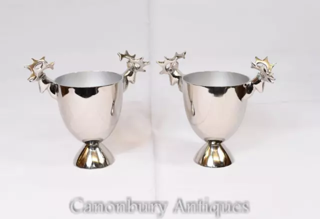 Pair Silver Plate Wine Cooler Champagne Buckets Stags