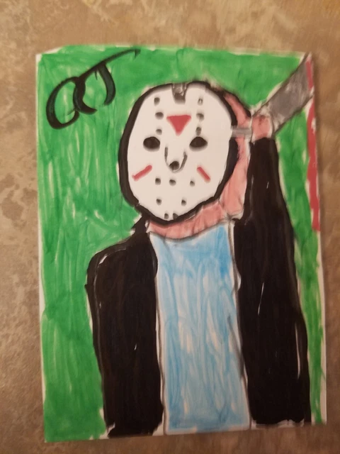 Jason Friday The 13th Artist Trading Card ACEO Ol Curly Jaws Original