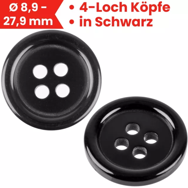 Schwarze Knöpfe Bekleidung 4-Loch 24 Pack Harzknöpfe Wäscheknöpfe Bastelknöpfe