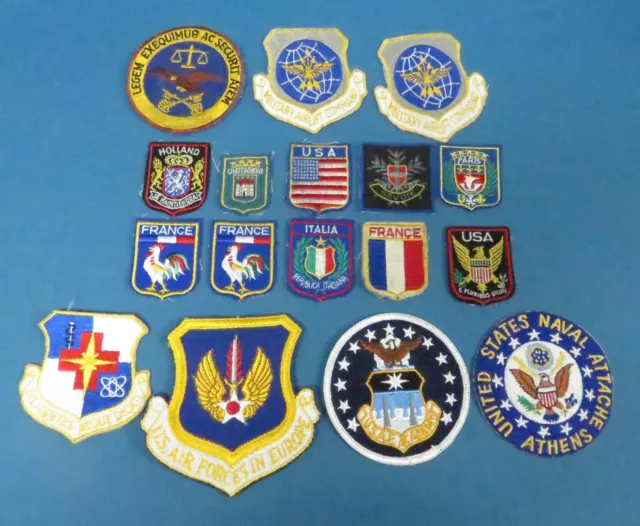 Lot of 17 Vintage Patches US Navy Military USA France Italy Holland
