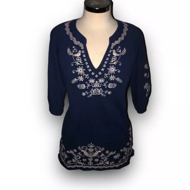 JOHNNY WAS JW Los Angeles blue embroidered Mini dress Tunic Small Has ...