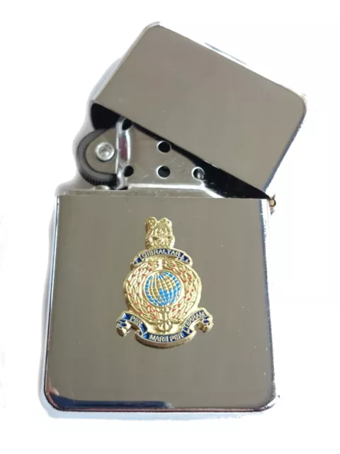 Royal Marines Chrome Plated Windproof Petrol Lighter in Gift Box