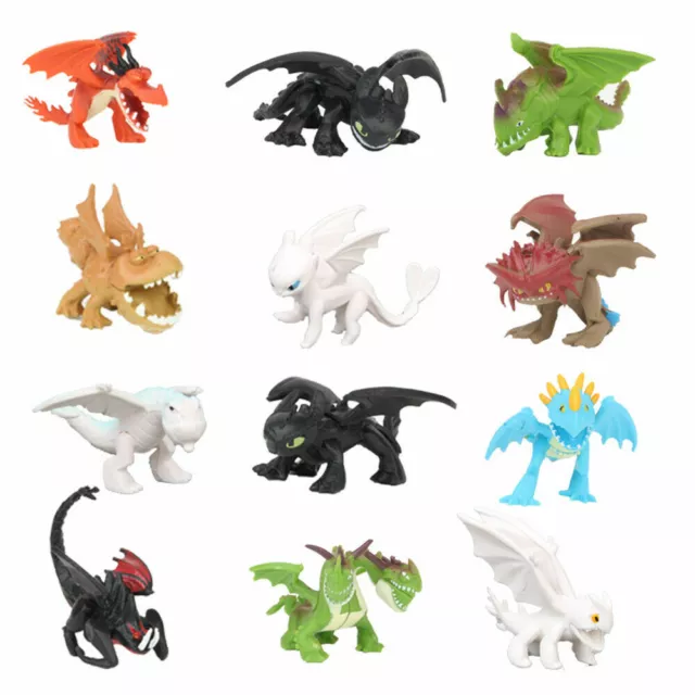 12Pcs How To Train Your Dragon Toothless Light Fury Stormfly Action Figures Toy