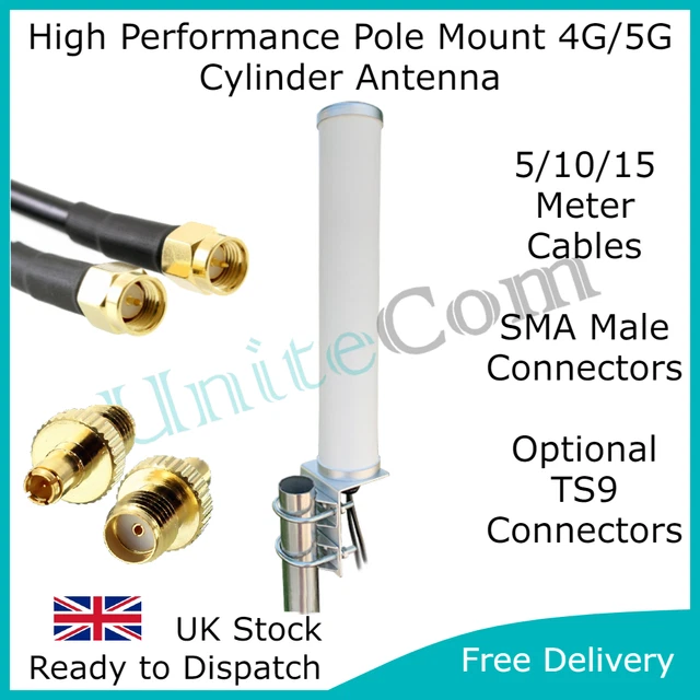 4G/5G MiMo Pole Mount Outdoor Antenna SMA TS9 Aerial for Vodafone O2 Three EE