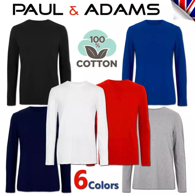 Long Sleeve Men's Plain Crew Neck 100% Cotton Casual Lot T-shirt Tee Top S-3XL