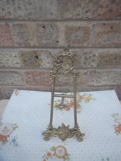 Vintage Ornate Solid Brass Display Easel Picture Plate Book Stand Holder 9.5 "