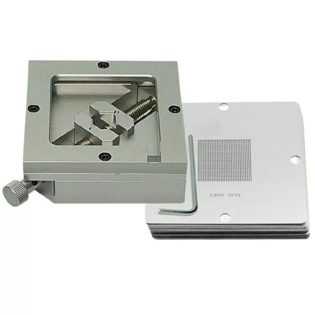 BGA Reballing Kit 90mm Reball Station Fixture Jig with 10PCS Universal Stencil