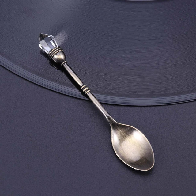 Cuchara de acero inoxidable vintage tallada cucharadita decorativa