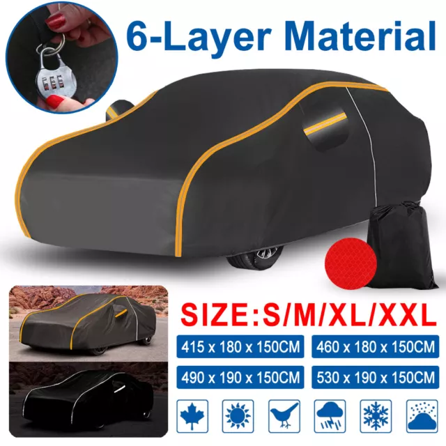 6 Layer Heavy Duty Waterproof Car Cover PEVA &Cotton Cover Rain Snow UV Protect