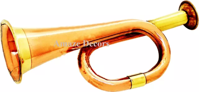 Military Forces Bugle Horn Copper Plated Brass Mouthpiece Theatre Practice Child