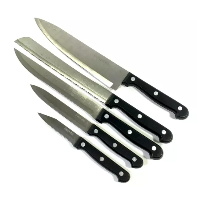 5 Stainless Steel Knives Chefs Utility Serrated Blade Bread Carving Paring Veget