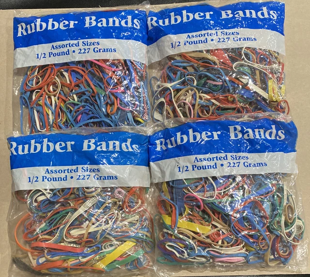 Bandas de goma surtidas BAZIC, multicolor, 227 g/0,5 libras. (Paquete de 4)