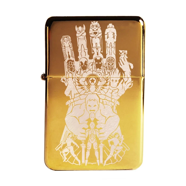 Brand New -  Designed Brushed Styled Cigarette Petrol Lighter - Marvel Glove
