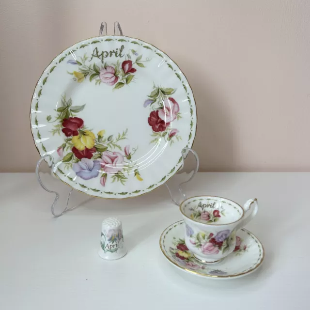 Royal Albert Flower of the Month April Bone China Miniature Cup Saucer Set