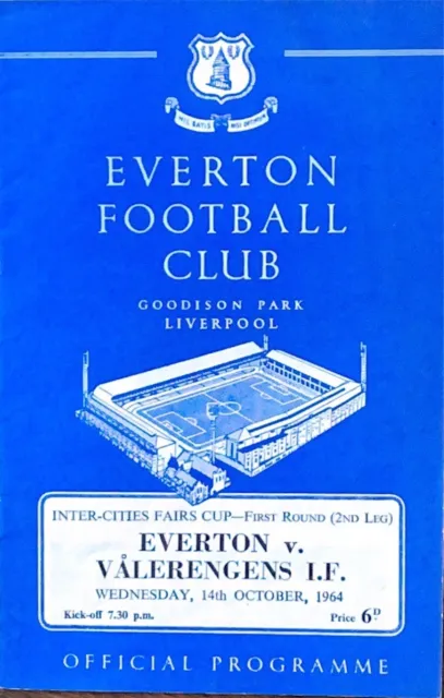 Everton V Valerengens - 1964/65 Inter-Cities Fairs Cup (1R 2L) - 14th Oct 64
