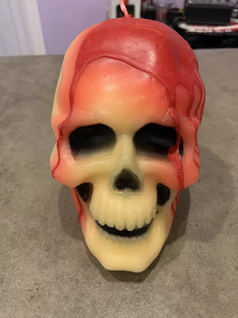 Vintage Gurley Candle Large Bloody Skull Halloween Decor Made in USA Never Used