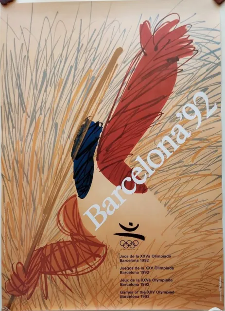 cartel lamina original de olimpiadas barcelona 92 poster 70 cm x 50 cm diseñado