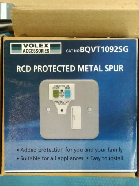 Vt1092Sg Rcd Metalclad Unswitched Fused  Spur  Metal Surface Fcu