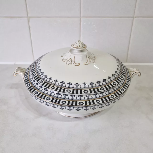 Vintage Luxor Tureen/Gemüsegeschirr mit Deckel schwarz-weiß seltener Artikel