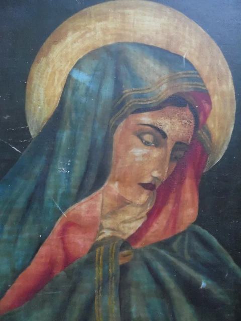 ANCIENNE ICÔNE PEINTURE La Vierge Marie / old Icon painting Virgin Mary ...