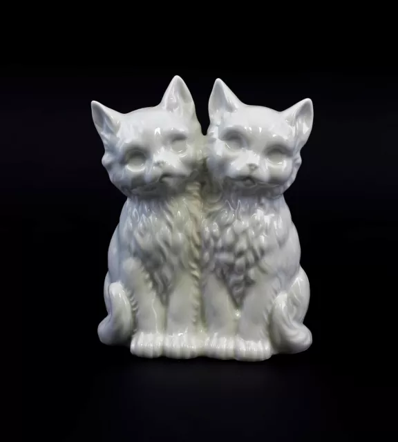 9986374 Porzellanfigur Katzenpaar Katze weiß Lindner 13x7x17cm