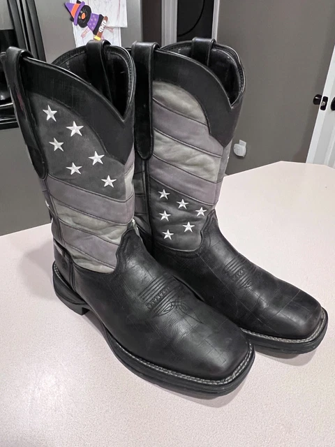 Durango Men's Black Faded Flag Harness Western Boot - 11" Full-Grain Leather, Comfort Mesh Lining, 2" Heel