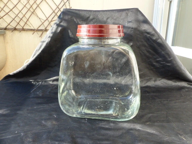 Grand Bocal En Verre Vintage Des Années 80 Avec Couvercle - 3 Litres - Hauteur 27cm - Parfait Pour Rangement Ou Déco