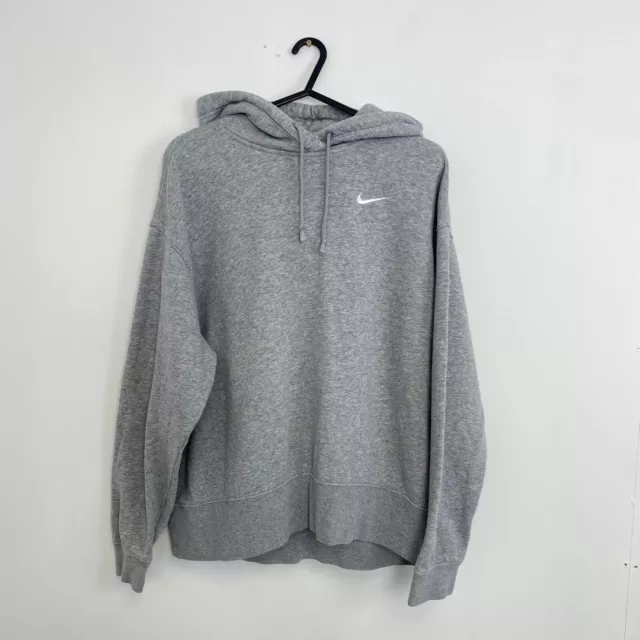 Nike Oversized Pullover Hoodie Womens Size M Light Grey Basic Essential Swoosh.