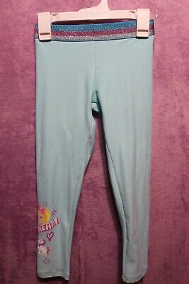 NUOVI♈ leggings stampati stretch a fasce da ragazza di JoJo Siwa taglia L~Acqua/rosa/argento 2