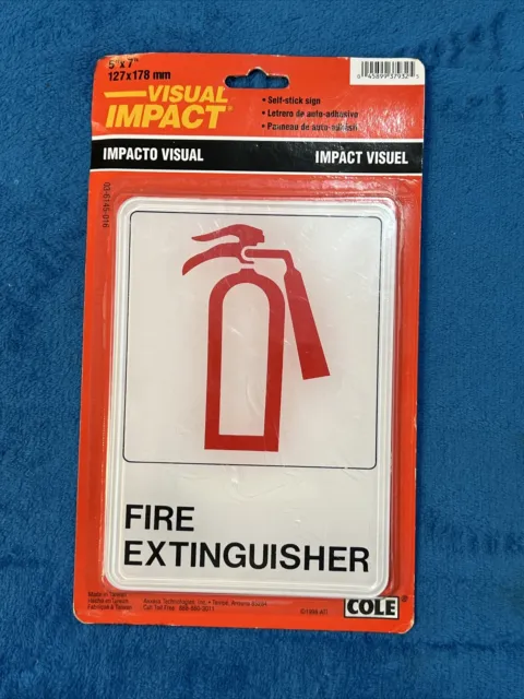 NEW Sign FIRE EXTINGUISHER 5"X 7" Rigid Plastic Self-Adhesive HILLMAN SHIPS FREE