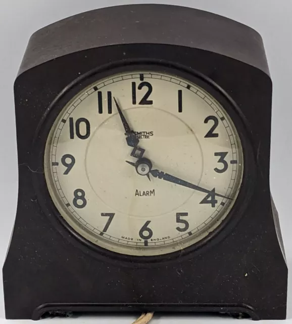 Vintage Smith's Sectric Bakelite Alarm Clock, Made In Great Britain