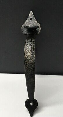 Vintage Hand Forged Iron Thumb Latch Door Handle, Black Colonial Spade 8 3/4"