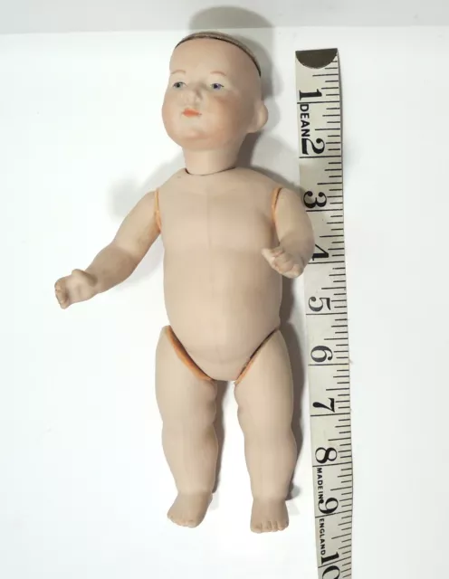 Vintage doll reproduction K&R German 101 all bisque porcelain jointed 9" 2