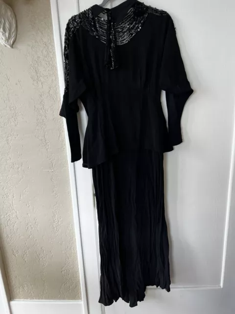 Vintage 1930s Black Vamp Dress