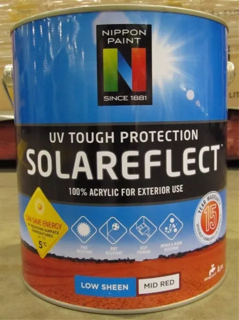 Nipon 4 Litre Solareflect  Exterior Semi-Glos Mid-Red Colour Paint