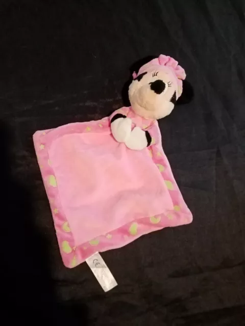 Doudou Plat Disney Nicotoy Minnie Rose Vert Lune Etoile Nuage Luminescent